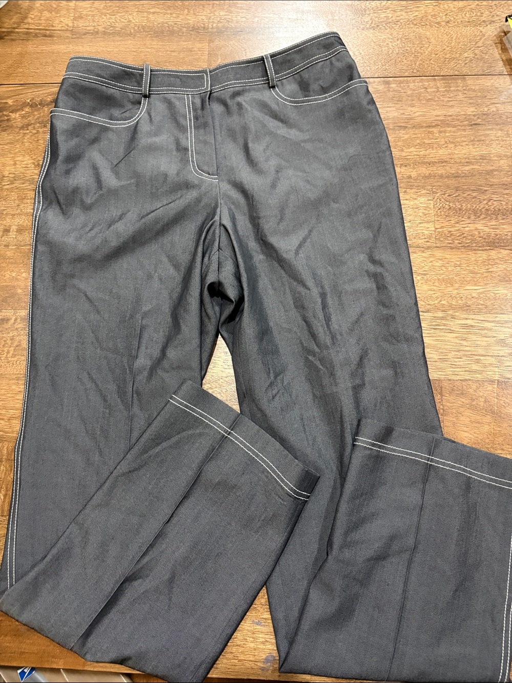 Worth Wool Blend Pants. Gray with white stitching. Size 8. Straight leg.